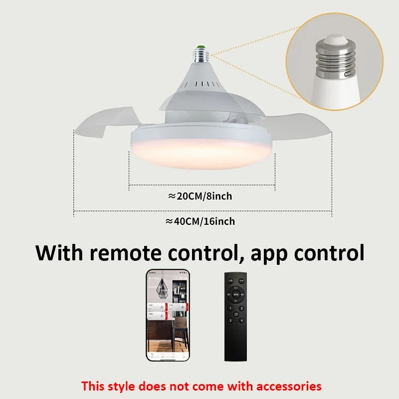 Ceiling Fan Light Retractable Blades Fans Crystal Lampshade APP and Remote Control Fans Light Modern and Simple Bedroom Lighting: black