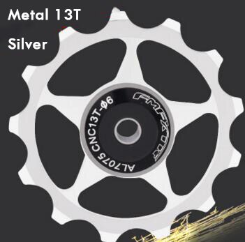 Mtb mountian maantiepyörä takavaihtaja keraaminen laakeri 11t 13t hihnapyörä jockey pyörä cnc ohjain rulla polkupyörän osat: Metalli 13t hopeaa