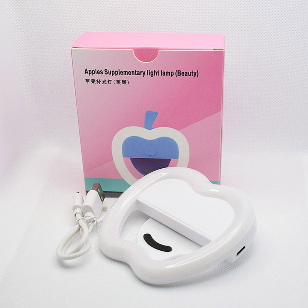 Luz de relleno de teléfono móvil en forma de manzana, para teléfono móvil externo, Flash de selfi de belleza, redonda, luz duradera de relleno en vivo