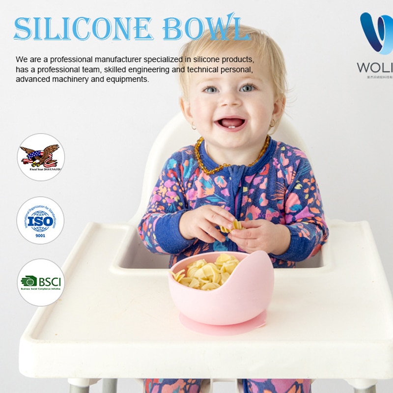 Baby børns bordservice baby fodringsplade silikone skål & ske læring retter bordservice sugeskål bpa fri skridsikker