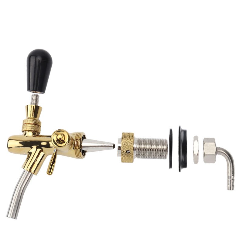 Draft Beer tap faucet, G5/8 Adjustable Faucet with golden plating,- Keg Tap Spout Homebrew Beer