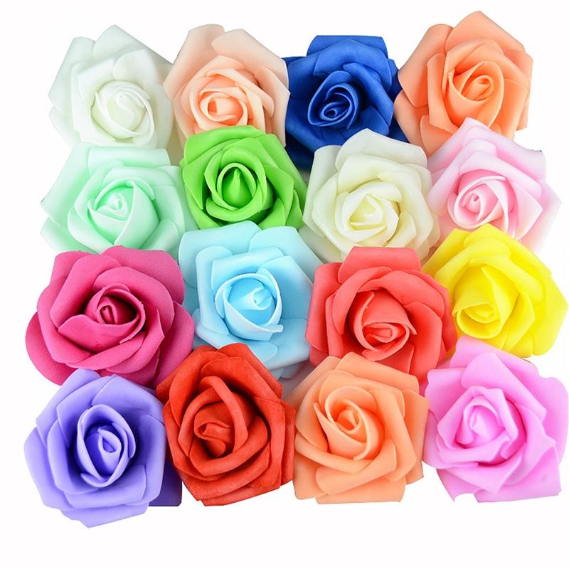 50Stck 6cm Künstliche PE Schaum Rose Blumen Köpfe Für Hochzeit Heimat Dekorationen DIY Scrapbooking Kranz Girlande Günstige Blume: mischen