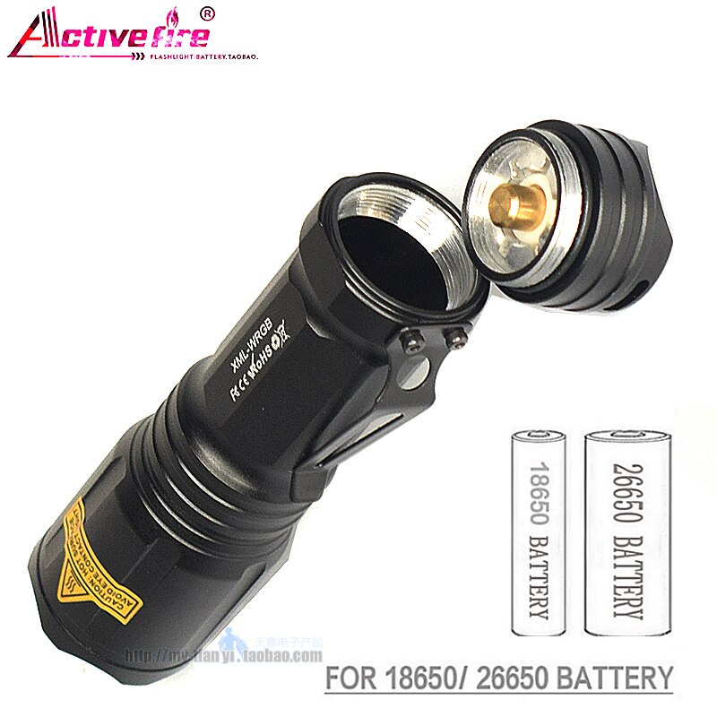 LED4 color in 1 flashlight, waterproof, zoom, suitable for camping and hiking, rechargeable red green, blue white bright light