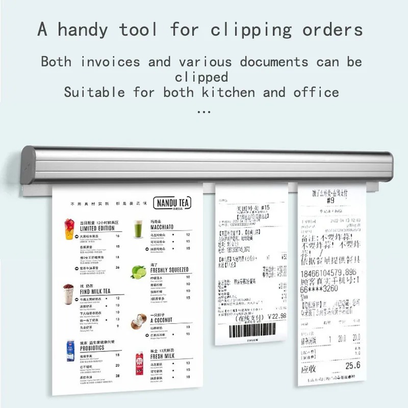 30-50cm Aluminum Alloy Take-out List Receipt Clip Wall-mounted Kitchen Organizer Menu Ticket Holder Invoice Restaurant Clip