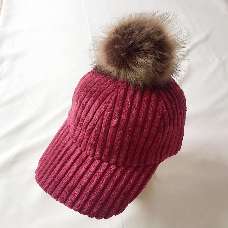 Kvinnor höst vinter hatt manchester hår boll justerbar kvinnlig hatt casual hatt casquette: A -9