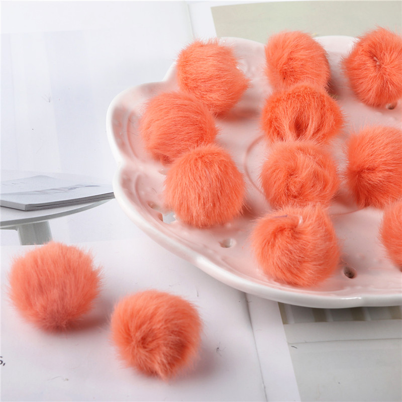 12 Stks/partij 17 Kleuren 2.5Cm Nertsen Pompoms Bont Ballen Voor Naaien Op Gebreide Sleutelhanger Sjaal Schoenen Hoeden Bont Diy ambachten Haaraccessoires: 10 Flesh Orange