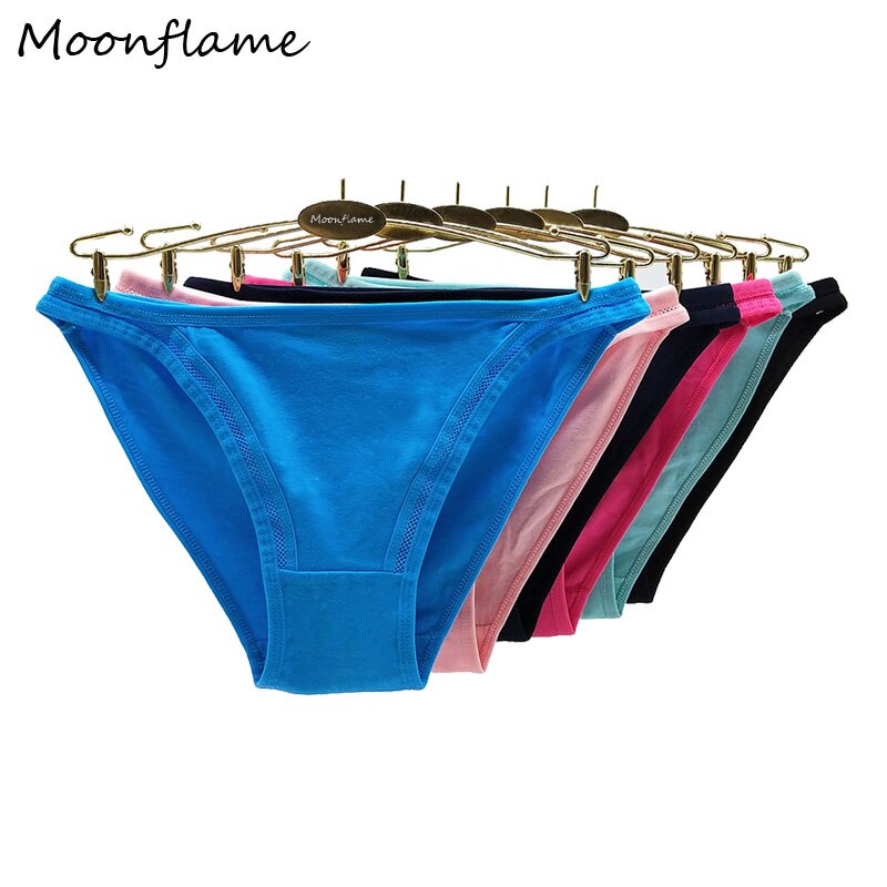 89452 Moonflame 5 Pcs/Lot 2022 Solid Color Cotton Women&#39;s Briefs For Women Underwear Ladies Panties