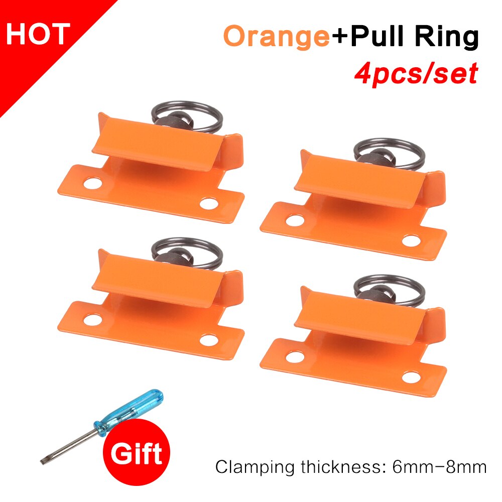 XCR3D 4pcs 3D Printer Parts Glass Platform Clamp Heated Bed Clip Colours Stainless Steel Plate Holder with Pull Ring for ender 3: Orange Pull Ring