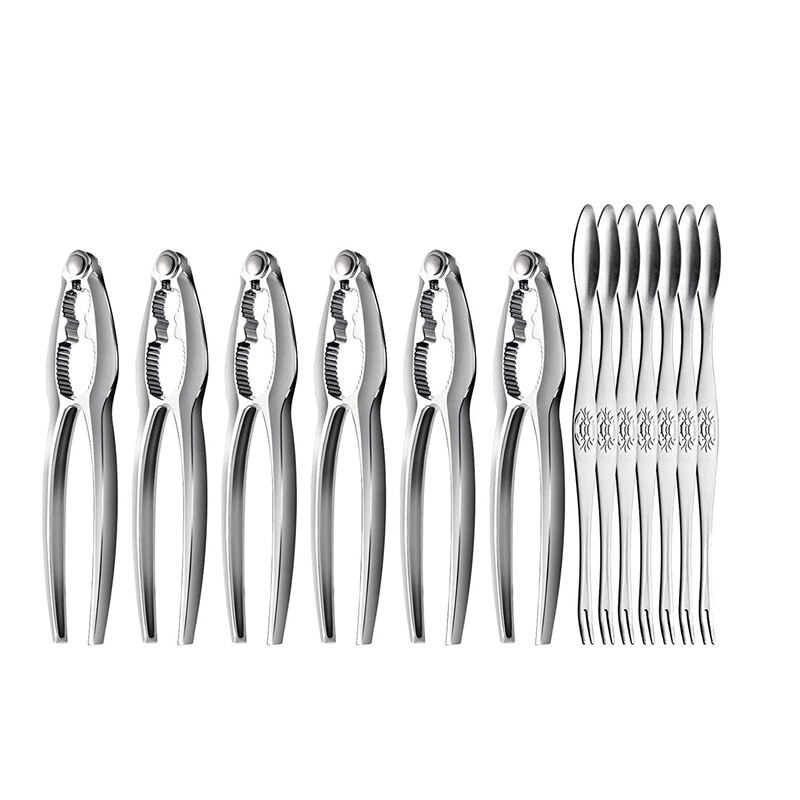 Zeevruchtencrackers 7-delige Seafood Tools Set Inclusief 2 Crab Crackers, 2 kreeft picks, 2 krab beenvorken en 1 zeevruchten schaar en opbergdoos kreeft gereedschap om te eten