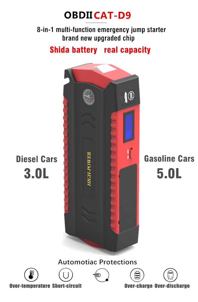 High Power 12V Auto Jump Starter Batterij booster Oplader Uitgangspunt Apparaat voor Benzine/Diesel Auto 'S Auto Starter