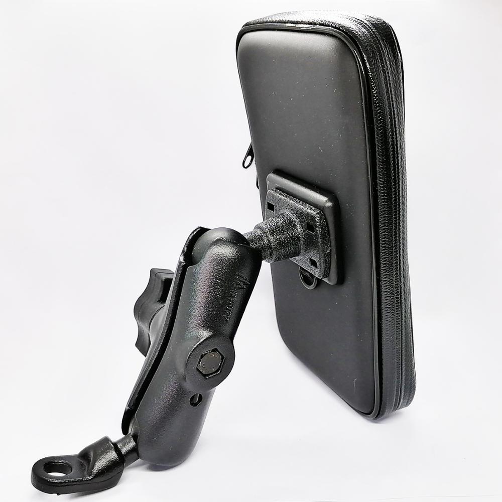 Mobile Phone Water Resistance Case 6 CM Aluminum Alloy Double Socket Arm With 1 inch Ball Mount M10 Screw for Motorcycle Scooter