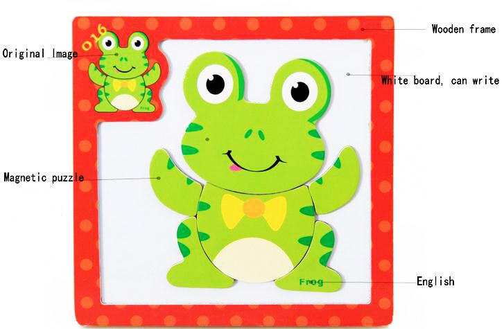 Kids Cartoon Animal Magnetic 3d Puzzles Wooden Toys Children Wood Educational jigsaw Baby Drawing Board Blackboard Toddler