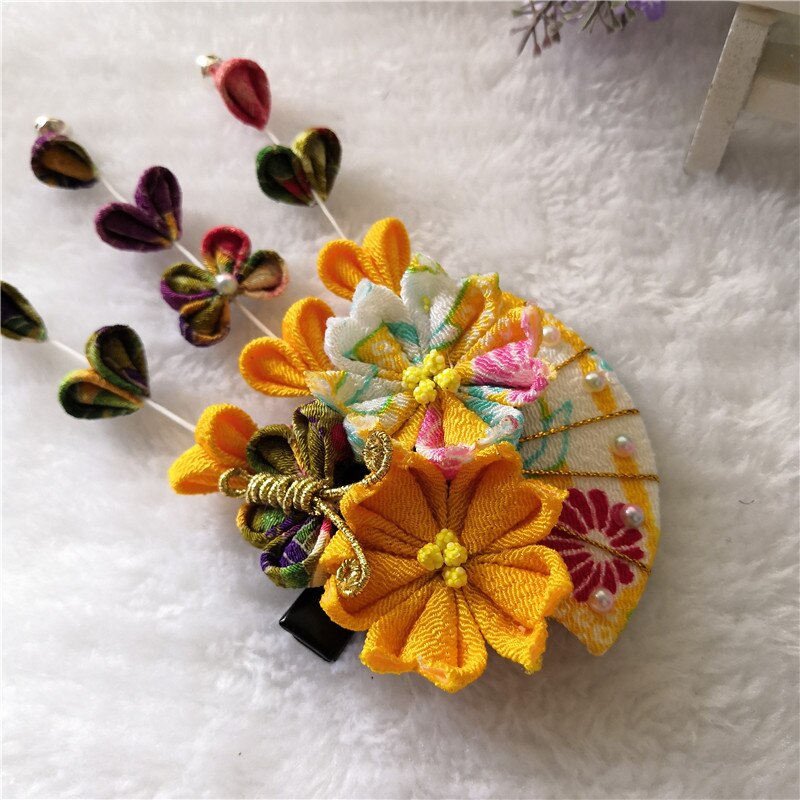 Diy japansk kimono sakura hårtilbehør bryllup blomsterdekoration fan hårbeklædning hovedbeklædning hårnål til piger lilla/rød/blå