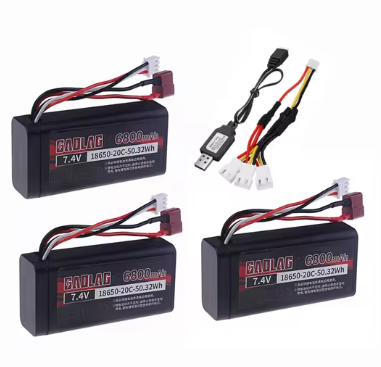 7,4 V 6800 mAh 18650 Lipo-Akku für Wltoys 12428 104009 12423 10428 12429 12401 12402 12402A RC Auto Ersatzteile 2s 7,4 V Bateria: Champagner