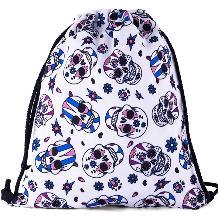 Impression 3D sac à cordon voyage toile dessiner chaîne sac crâne pieuvre motif Harajuku gothique sac à dos cartable: 16