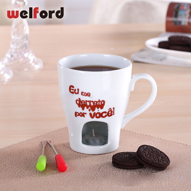 Juego de tazas de cerámica para fondue de chocolate, portavelas de porcelana, recipiente para derretir salsa, calentador de bufé, fuente de queso, fabricante de helados: 06