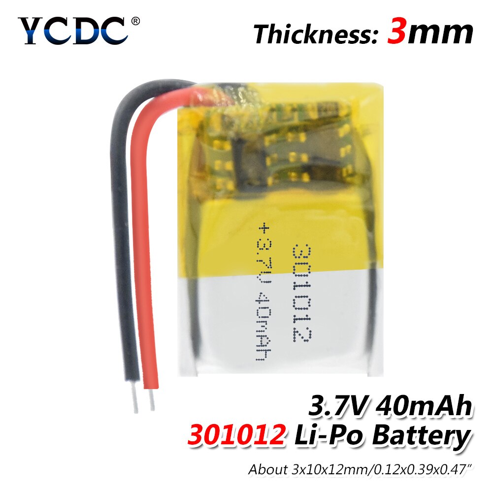 1/2/4PCS 3.7V 40mAh Li-ion Lipolymer Battery 301012 Lithium Polymer Battery For Bluetooth Headset Watch MP3 GPS Recording Pen