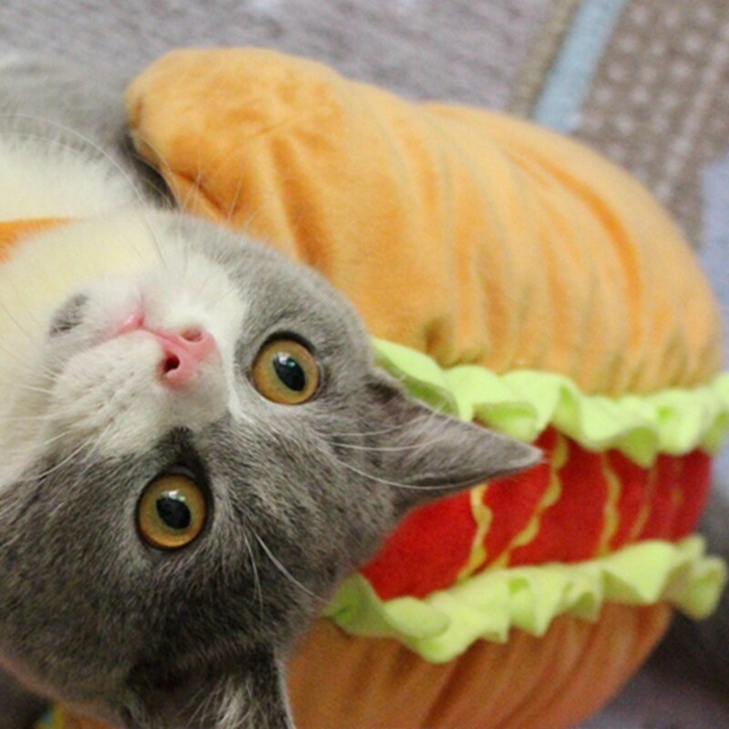 [Pet Costumes] Hotdog Sandwich Cat Costume, The Cat Burger, Funny Costume for Kittens, Cats and Small Dogs