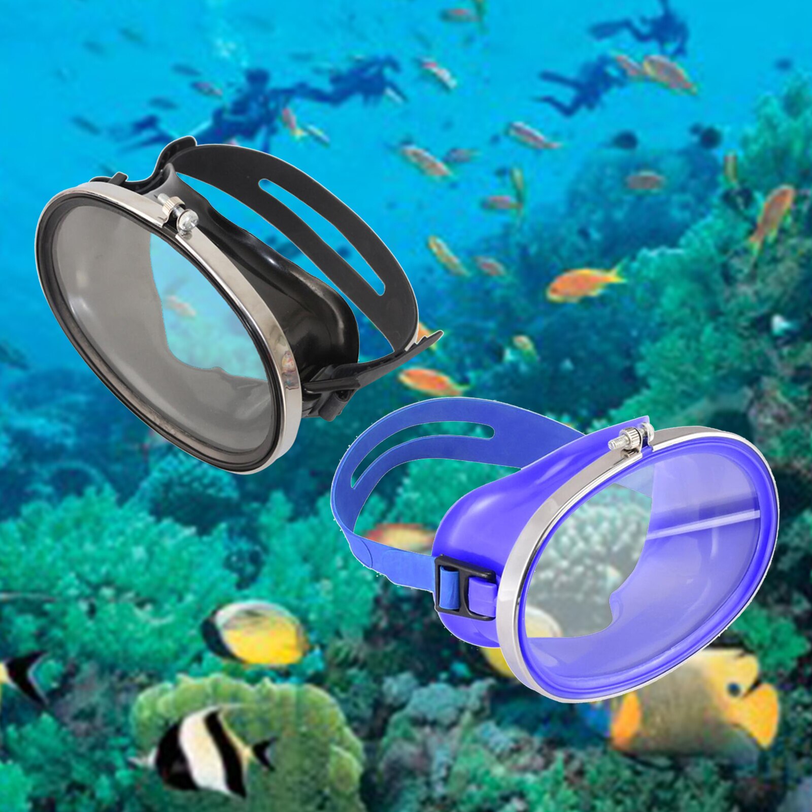 Adult Leakproof Scuba Free Diving Oval Mask Anti-Fog Snorkeling Swimming Goggles with Elastic Rubber Strap for Women Men