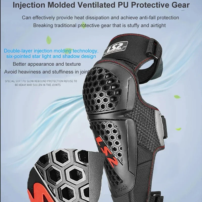 LS2 motorfiets elleboog kniebeschermers motorcross kniebrace mesh motorfiets elleboogbeschermer sport kniebeschermers kruisbeschermingen kniebeschermers