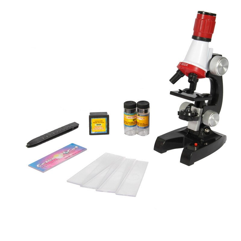 Kinderen Kid Biologische Microscoop Set Student Educatief 100x 600x 1200x Voor Kids: Rood