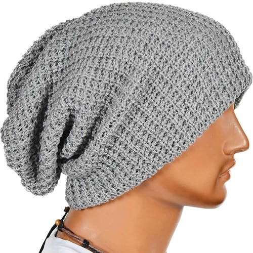 Män vinter stickning baggy cap avslappnad varm djurmössa stickad virkad mössa