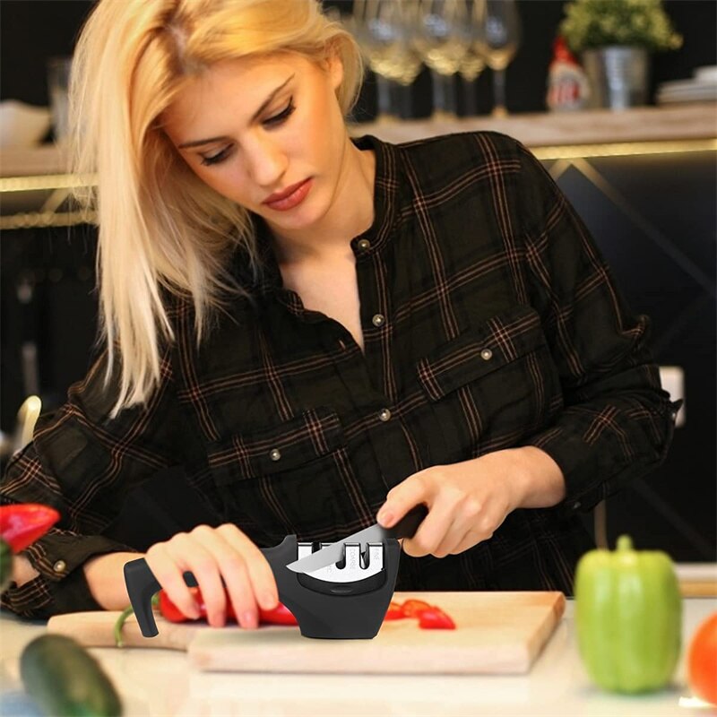 4 In 1 Knife Sharpener Vegetable Cutter Shears Kitchen Accessories Diamond Quick Sharpening Tool Grinding Machine Kitchen Tools