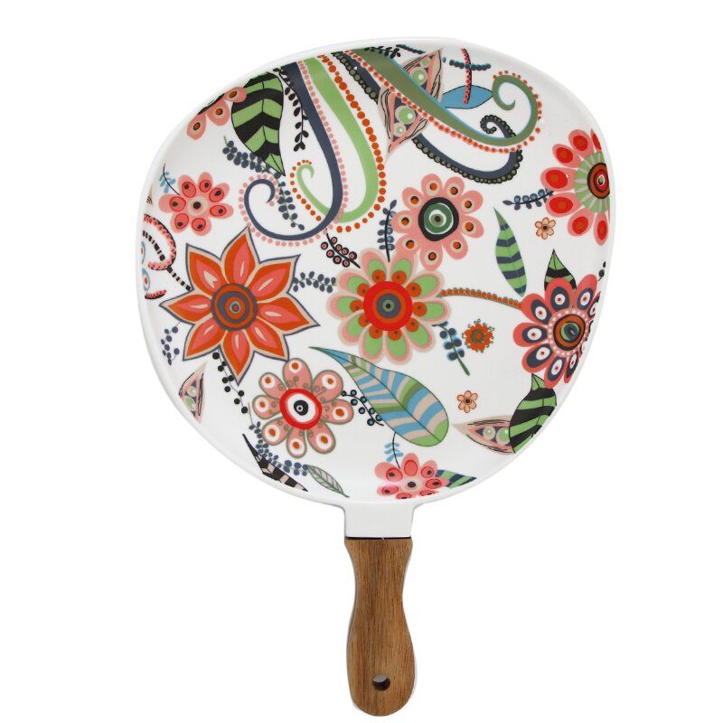 Nordic Diner Borden Keramische Schotel Steak Salade Lade Met Houten Handvat Kerst Steak Platen Home Decor Ovale Gerechten