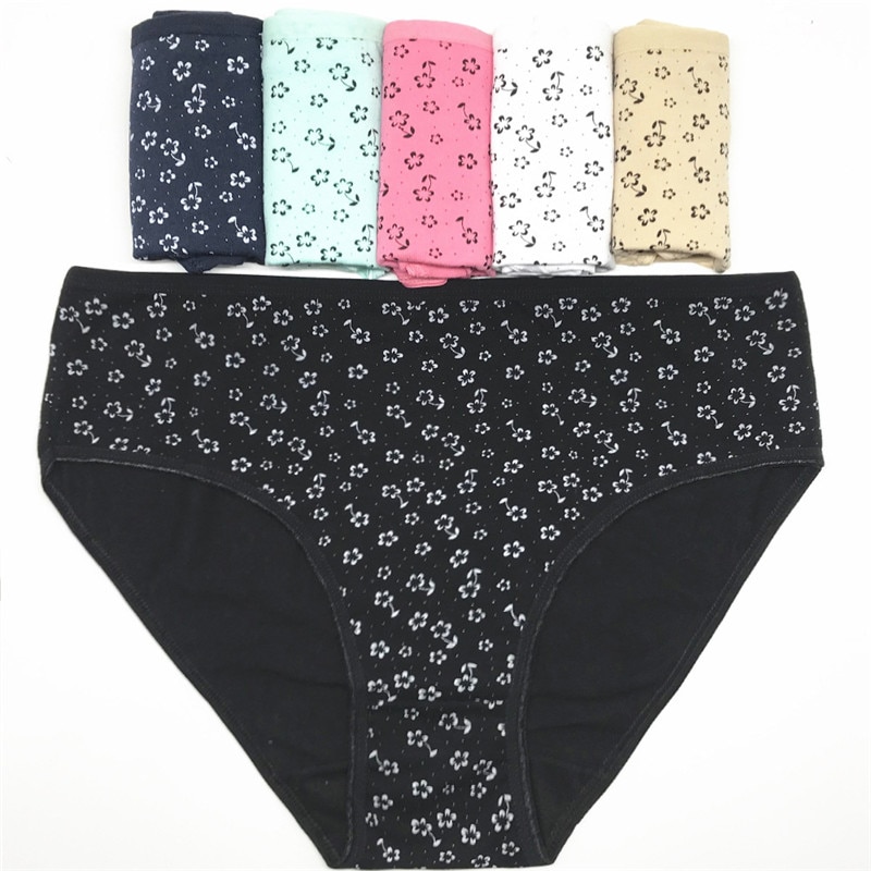 4pcs/lot Big yards 2XL/3XL/4XL Women's underwear floral printed cotton large size lady briefs mommy pants 89222