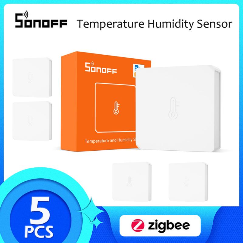 SONOFF SNZB-02 Zigbee Temperature Sensor Humidity Sensor Intelligent Linkage eWeLink APP Work with Alexa Google Home Automation: 5 pieces