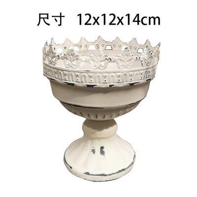 small retro white metal flower pot and urn