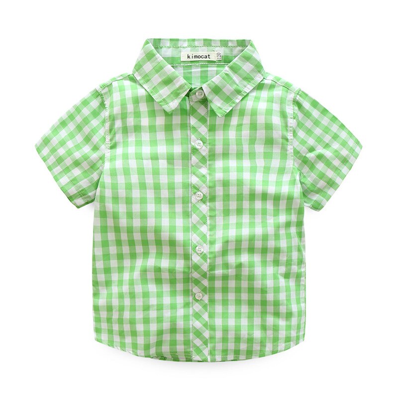 Børn drenge skjorter småbørn tøj børn casual gitter blød bomuld grøn/blå toppe til baby drenge 3-7 år slid: Grøn / 6t
