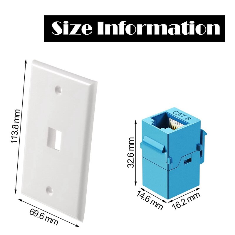 10 Pieces Ethernet Wall Outlet Plate Cat6 RJ45 Wall Plate Jack Female to Female Ethernet Inline Coupler Plates Ethernet