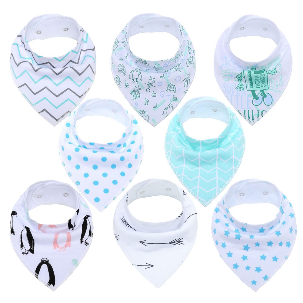 Bavoirs Bandana pour bébés, bavettes pour garçons et filles, 100% coton biologique, doux et absorbant, pour -nés, 8 pièces