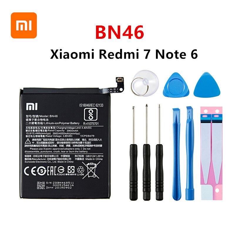 Xiao mi 100% orginal BN46 4000 mah batterie Für Xiaomi Redmi 7 Redmi7 Redmi Hinweis 6 redmi Hinweis6 Hinweis8 Hinweis 8 BN46 Batterien + Werkzeuge