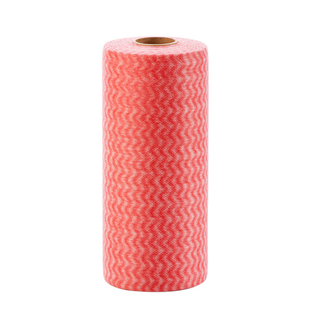 2Pcs Doekjes Niet-geweven Stof Lui Rags Nat En Droog Wasbare Wegwerp Schotel Papieren Handdoek Doek Voor keuken Huishouden: Rood
