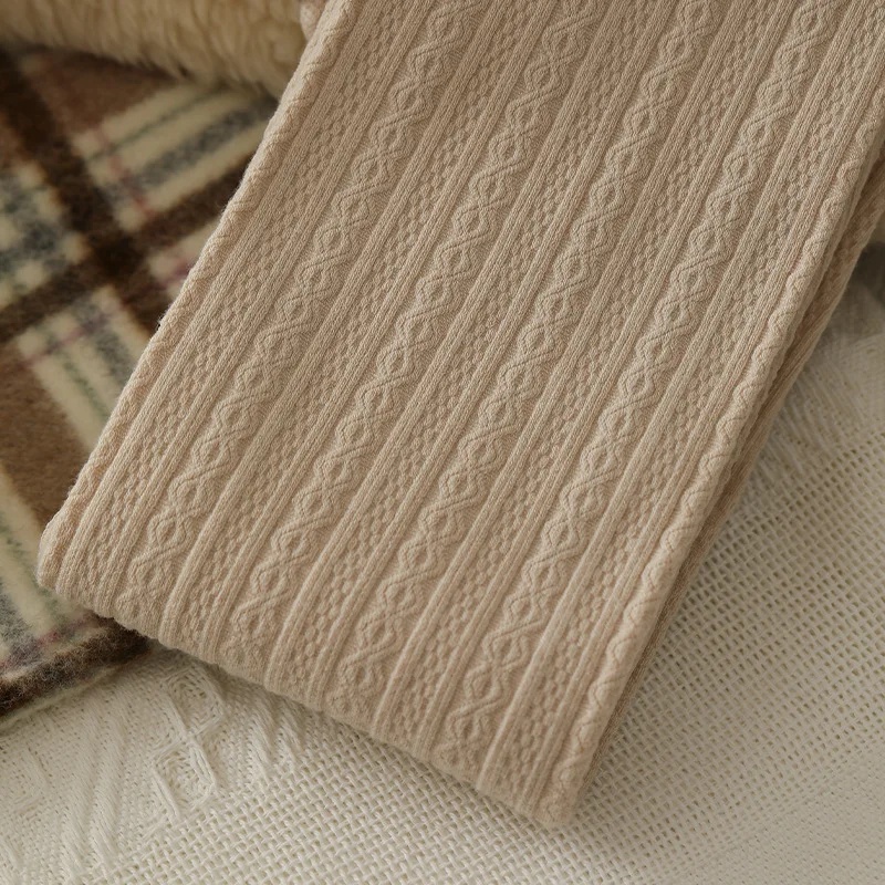 Figurformende, cremefarbene, gestreifte, gedrehte strumpfhose für damen, dünne Vlies-basisschichtsocken für frühling und herbst, Ideal für draussen-aktivitäzehn: Pp / Gelb