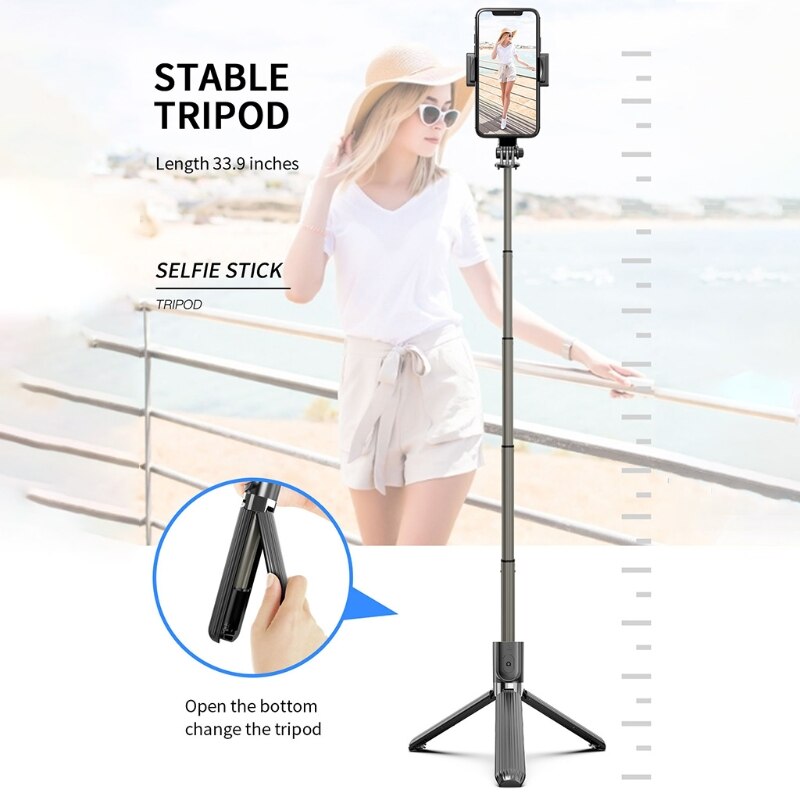 Trépied de support de téléphone, stabilisateur de bâton de Selfie avec télécommande Bluetooth pour IPhone et téléphones Android