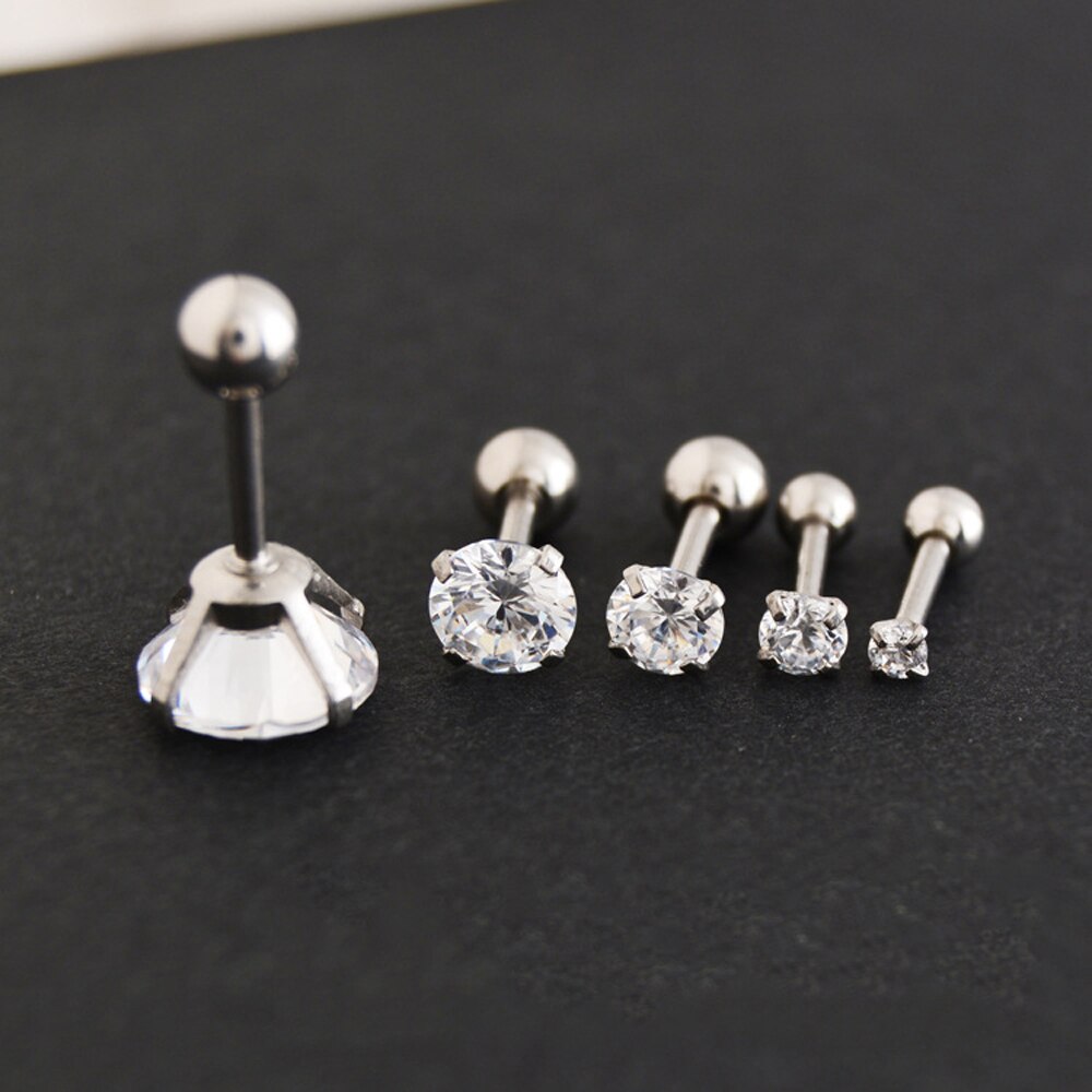 1 Paar Classic Roestvrij Stee Stud Oorbellen Voor Vrouwen Cz Zirkoon Oor Piercing Chirurgisch Staal Oor Sieraden Voor Mannen Jongens vrouwen Meisjes: 7mm / 4 Paw Silver-A