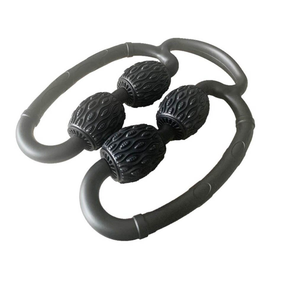 Yoga massage roller u form triggerpunkt för arm ben nacke muskel roller ball tissue för fitness gym yoga pilates sport 4 hjul: Svart
