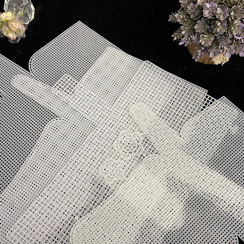 Plastic Mesh Cloth For Bag Making DIY Handcraft Bags Weaving Material Latch Hook Bags Made Plastic Grid Hook Crafts Accessories