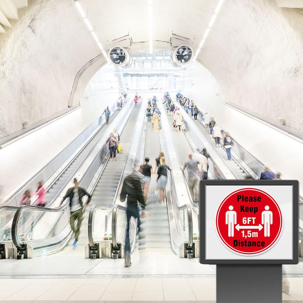 Ground sign Please Keep Wait Here Stand Here Keep 6ft in Between Distance Marker Floor Isolated label 30CM diameter