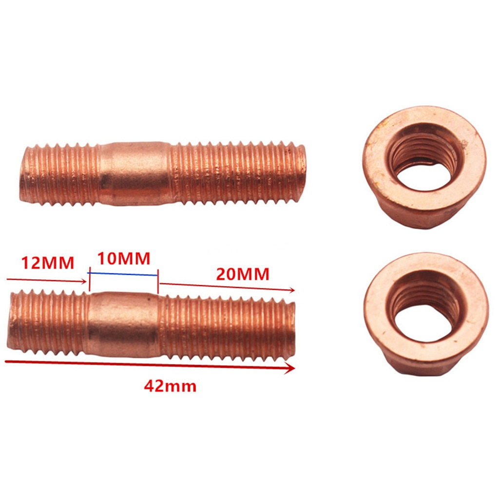 Pernos del colector de escape M10 42mm y tuercas autoblocantes X 2 con revestimiento de cobre