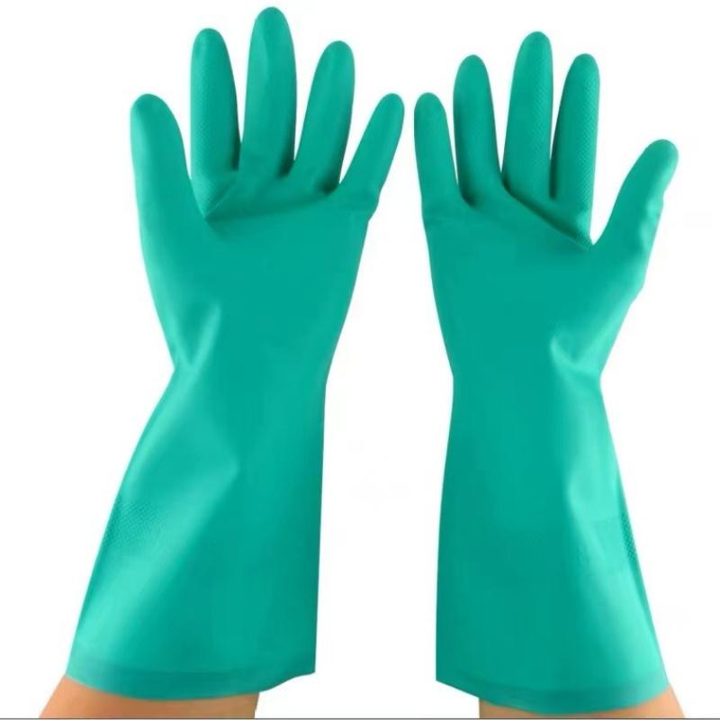 Dikke nitrilhandschoenen - Chemisch zuurbestendig Waterdicht Handschoenen met lange mouwen Schilderen Wassen Keuken Huis Tuin Latexvrij