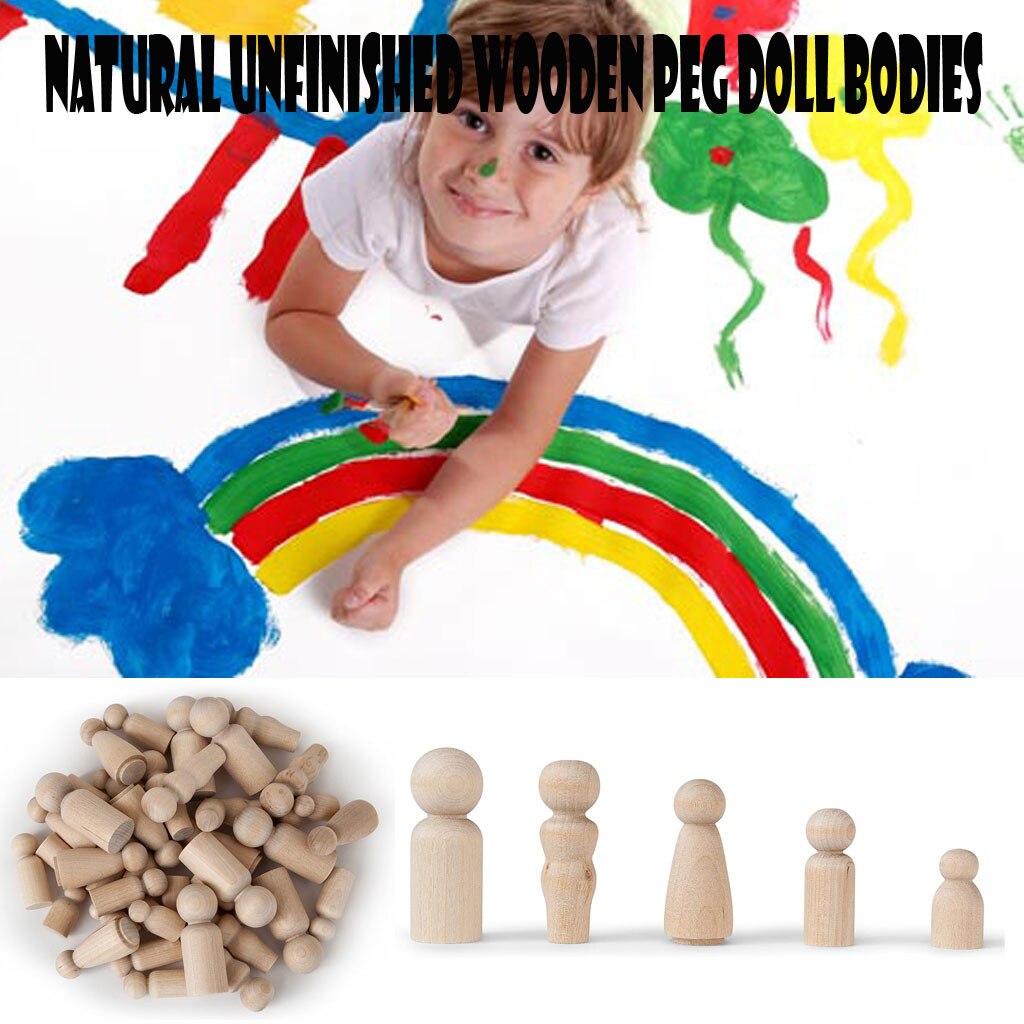 Natuurlijke Unfinished Houten Peg Pop Lichamen 40 In 5 Verschillende Vormen En Maten Speelgoed Voor Jongens