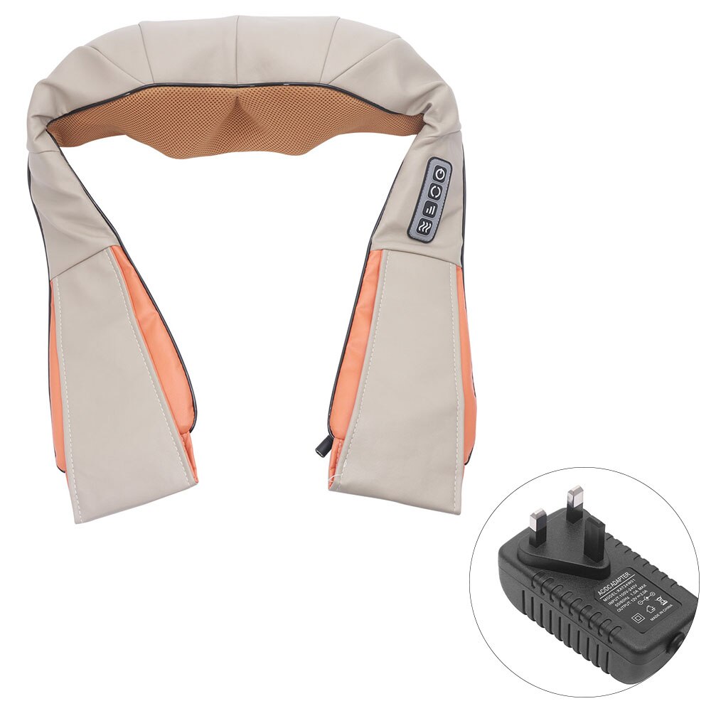 U Vorm Shiatsu Nek Massage Sjaal 4-Knoppen Met Infrarood Verwarmde Kneden Thuis Auto Dual-Gebruik Relief pijn Voor Body: rice white UK