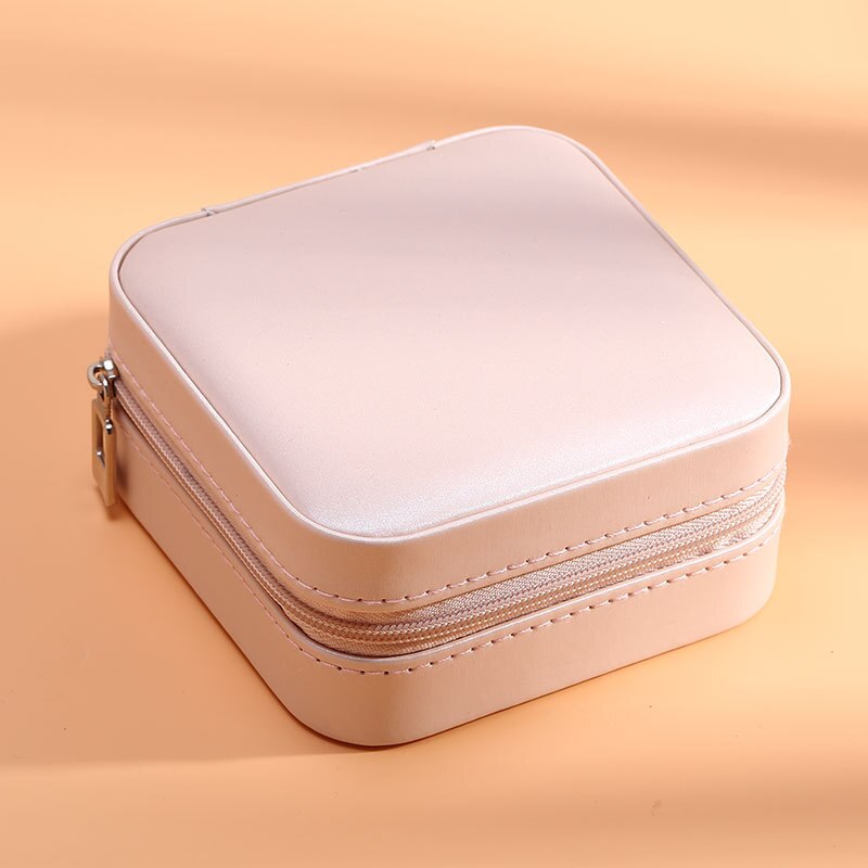 Luluhut Pu Lederen Doos Voor Sieraden Opslag Reizen Sieraden Case Draagbare Sieraden Doos Rits Lederen Organizer Voor Sieraden: light pink