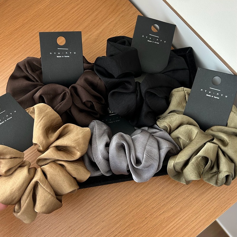 Coleteros de satén Retro de Corea para mujer, bandas de goma elásticas para el cabello grandes, lazos para el cabello de seda para niñas, diademas negras, accesorios para el cabello