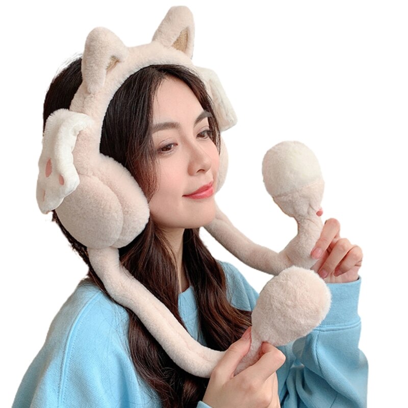 Moving Ears Hat Adult Ear Muffs For Winter Cute Jumping Claw Hat Floppy R7RF