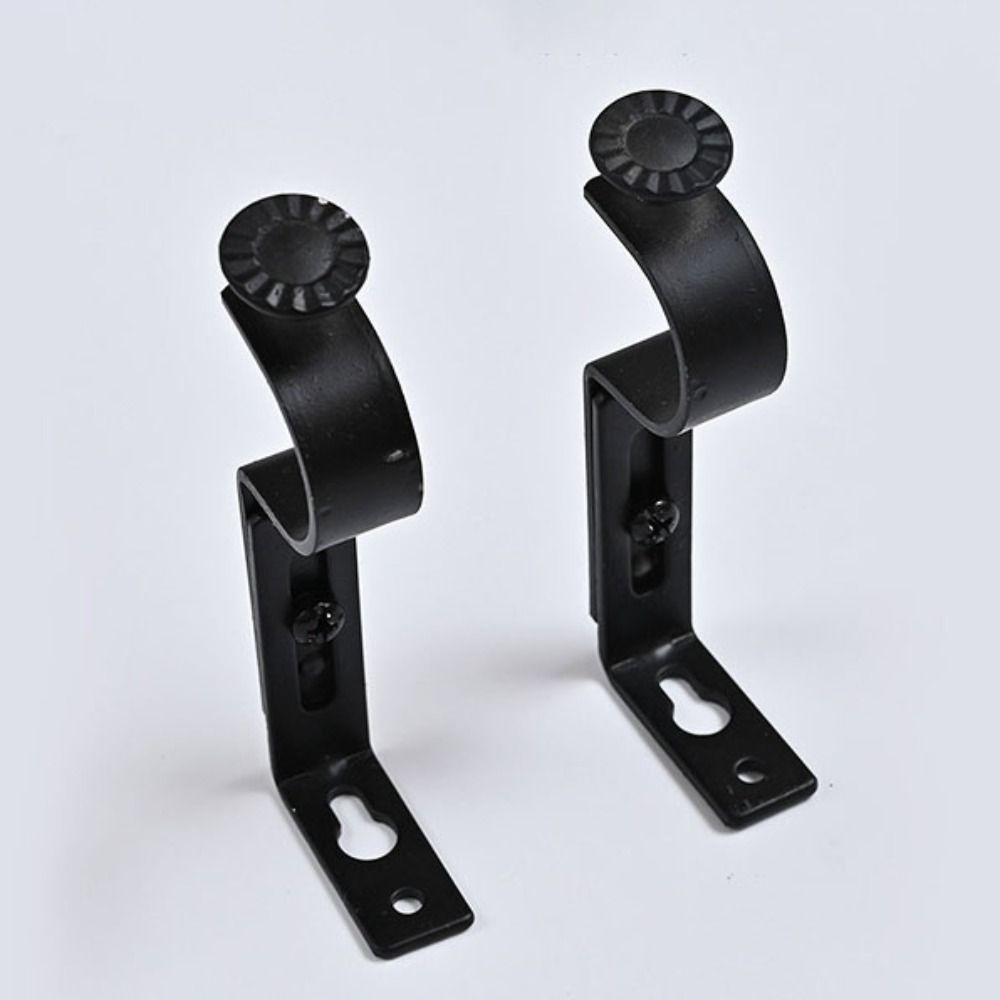 Stable Adjustable Curtain Rod Set Thread Thicken Curtain Rail Carbon Steel Black Drapery Curtain Telescopic Rod Cafe